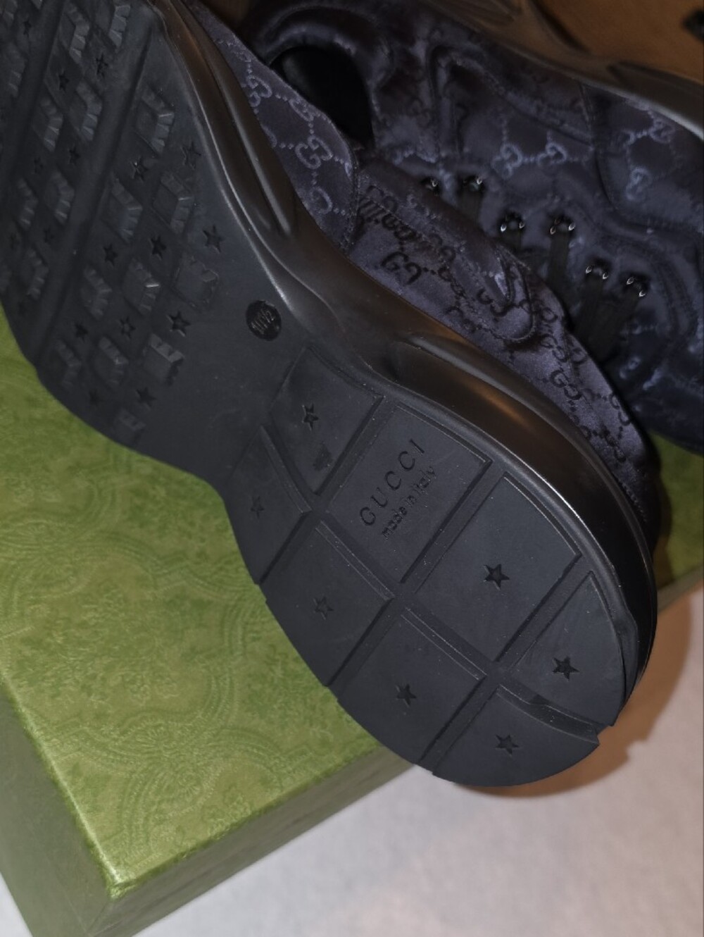 Gucci Black GG Satin Low-Top Sneakers - Picture 5 of 9
